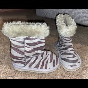Zebra print baby girl boots